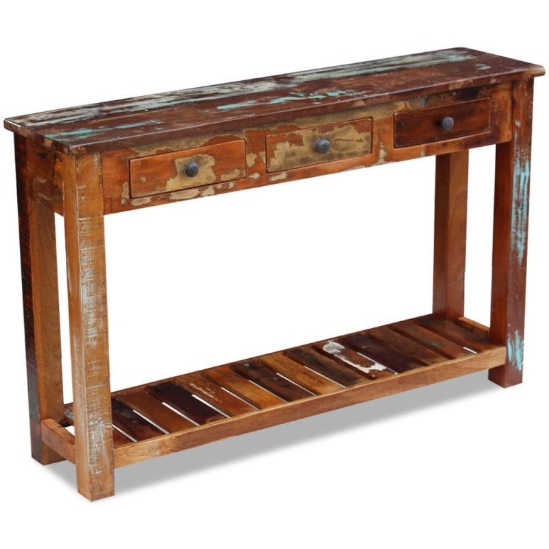 vidaXL Konzolový stolík, recyklovaný masív 120x30x76 cm