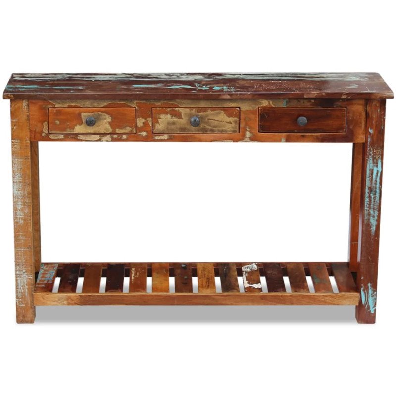 vidaXL Konzolový stolík, recyklovaný masív 120x30x76 cm