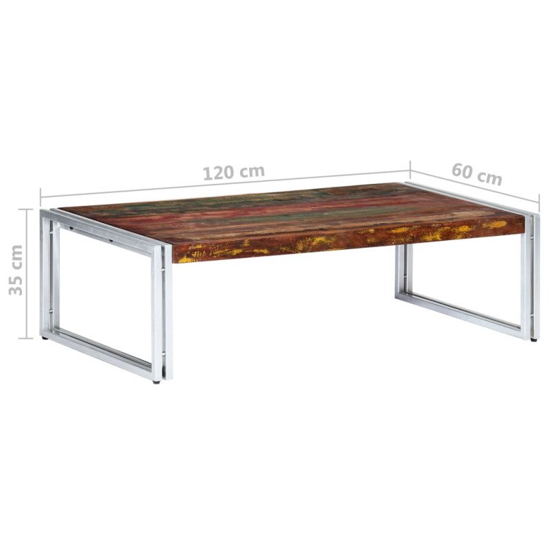 vidaXL Konferenčný stolík 120x60x35 cm, recyklovaný masív  
