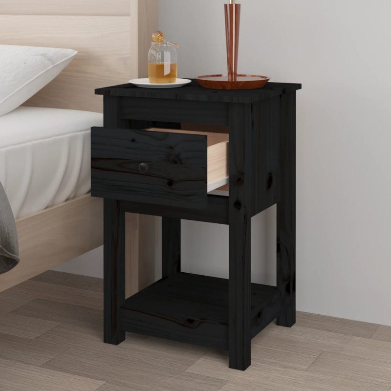 vidaXL Nočné stolíky 2 ks čierne 40x35x61,5cm masívne borovicové drevo
