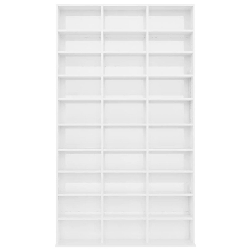 vidaXL Skrinka na CD, lesklá biela 102x16x177,5 cm, kompozitné drevo