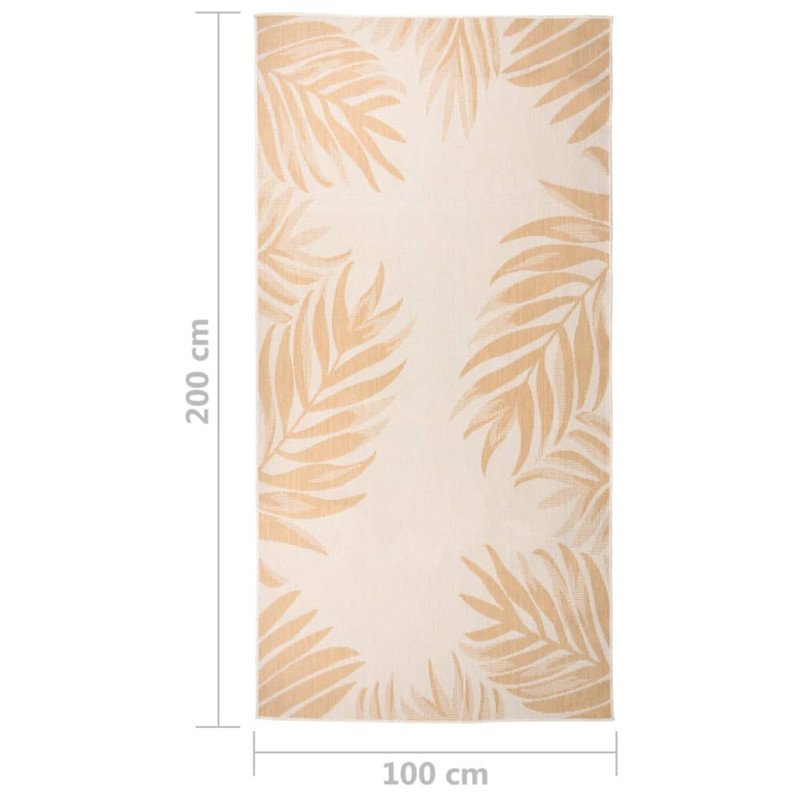 vidaXL Vonkajší koberec s plochým tkaním 100x200 cm listový vzor