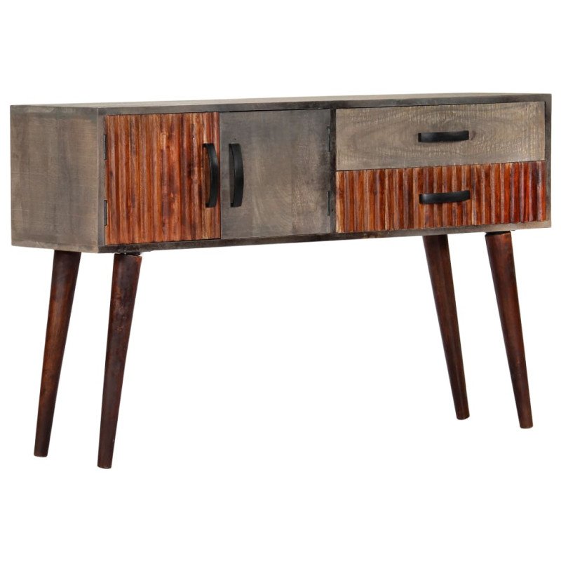 vidaXL Konzolový stolík sivý 120x35x75 cm surový mangovníkový masív