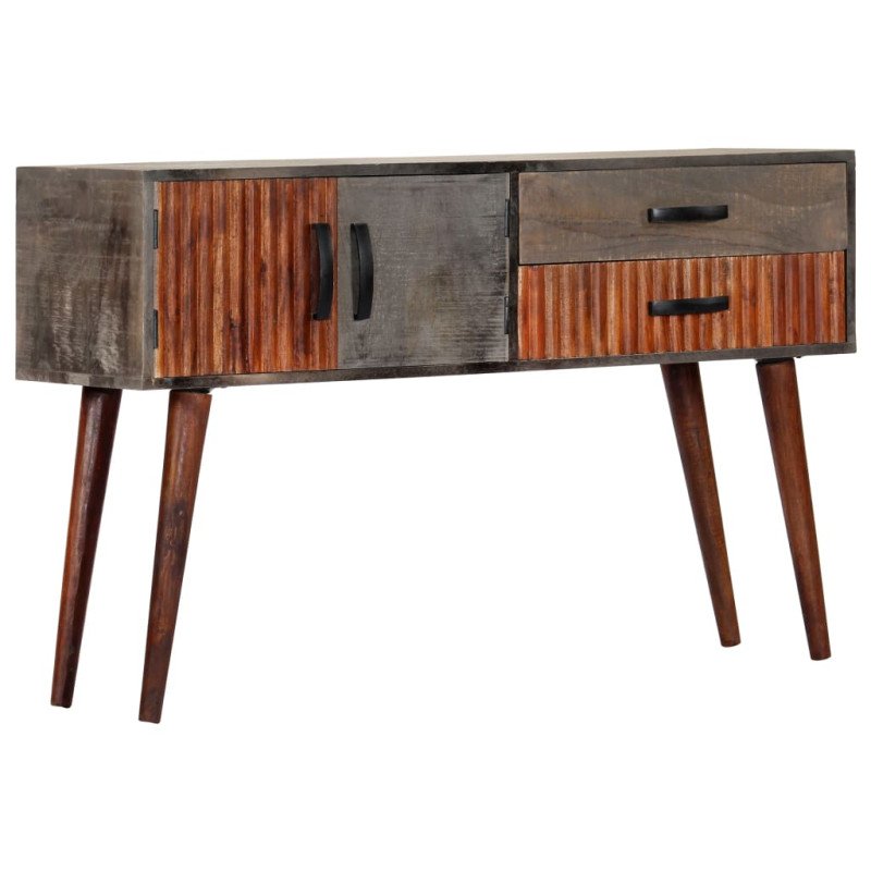 vidaXL Konzolový stolík sivý 120x35x75 cm surový mangovníkový masív