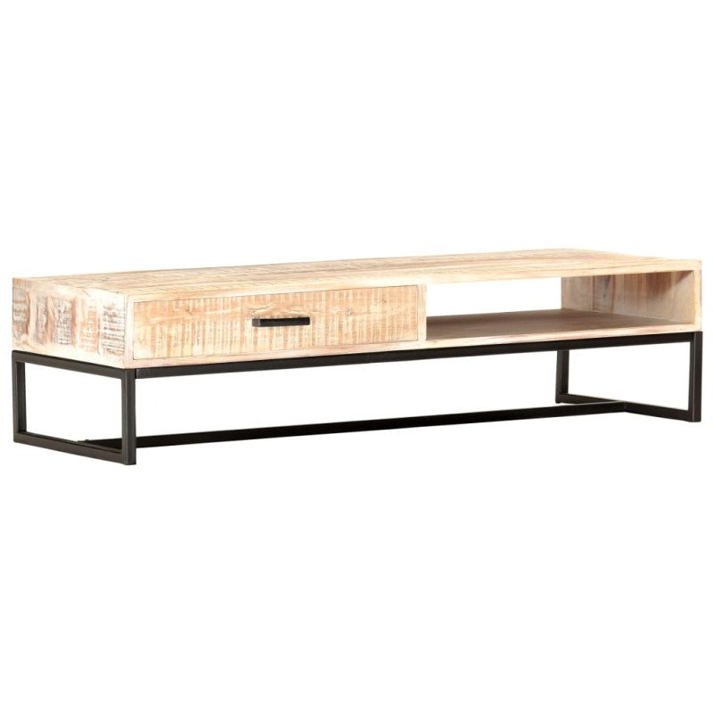 vidaXL Konferenčný stolík biely 117x50x30 cm masívne akáciové drevo