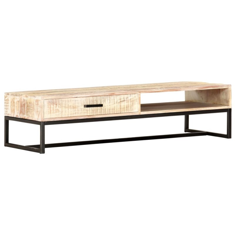 vidaXL Konferenčný stolík biely 117x50x30 cm masívne akáciové drevo