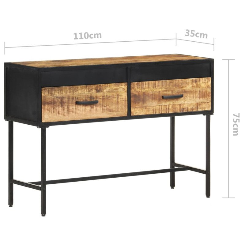 vidaXL Konzolový stolík 110x35x75 cm surové mangovníkové drevo