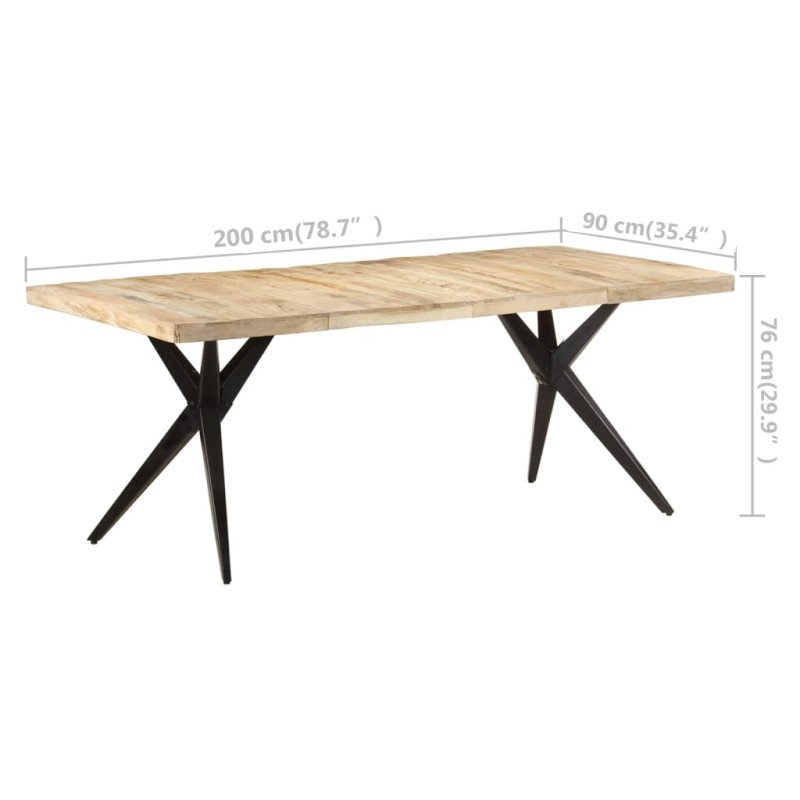 vidaXL Jedálenský stôl 200x90x76 cm surový mangovníkový masív