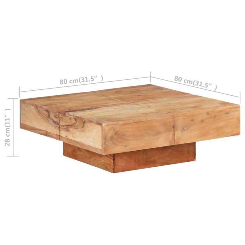 vidaXL Konferenčný stolík 80x80x28 cm masívne akáciové drevo