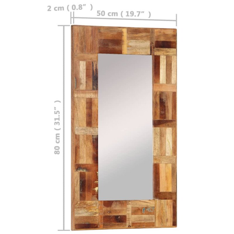 vidaXL Nástenné zrkadlo recyklovaný masív 50x80 cm
