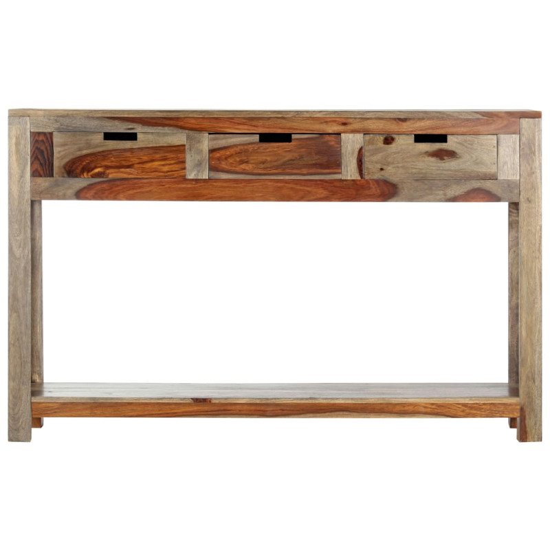 vidaXL Konzolový stolík s 3 zásuvkami 120x30x75 cm sheeshamový masív