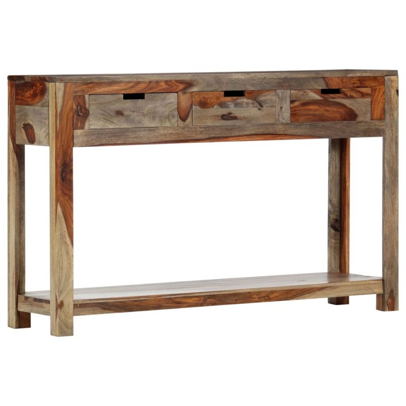 vidaXL Konzolový stolík s 3 zásuvkami 120x30x75 cm sheeshamový masív
