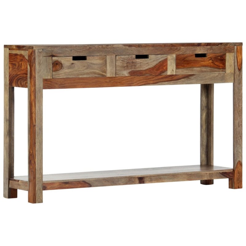vidaXL Konzolový stolík s 3 zásuvkami 120x30x75 cm sheeshamový masív