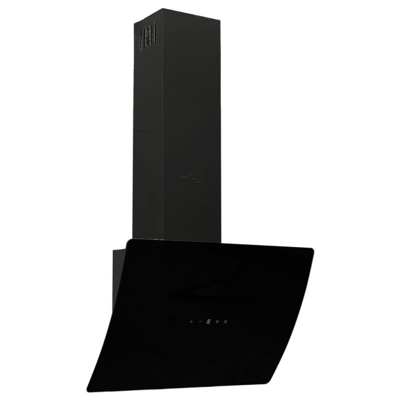 vidaXL Nástenný digestor 60 cm oceľ a tvrdené sklo čierny