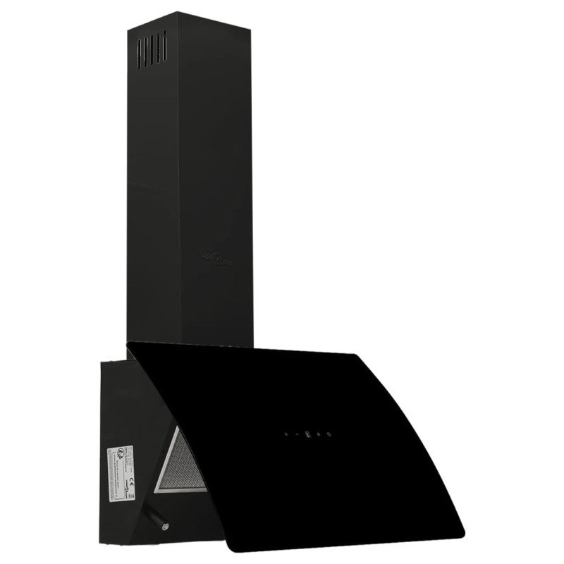 vidaXL Nástenný digestor 60 cm oceľ a tvrdené sklo čierny