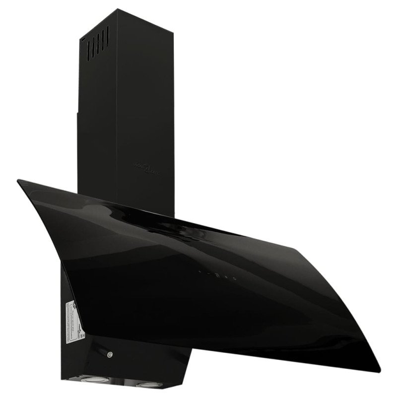 vidaXL Nástenný digestor 90 cm oceľ a tvrdené sklo čierny