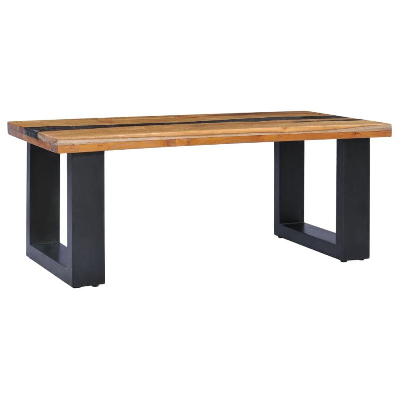 vidaXL Konferenčný stolík 100x50x40 cm masívne teakové drevo a polyresin