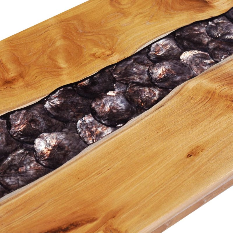 vidaXL Konferenčný stolík 100x50x40 cm masívne teakové drevo a polyresin