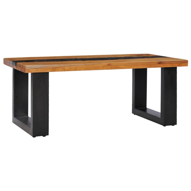 vidaXL Konferenčný stolík 100x50x40 cm masívne teakové drevo a polyresin