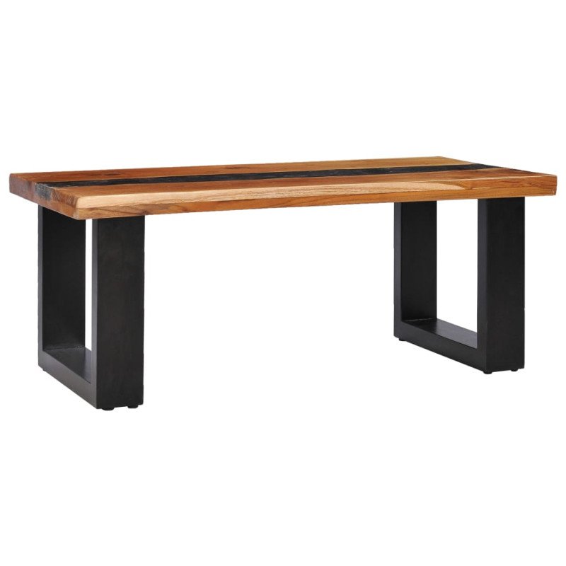 vidaXL Konferenčný stolík 100x50x40 cm masívne teakové drevo a polyresin
