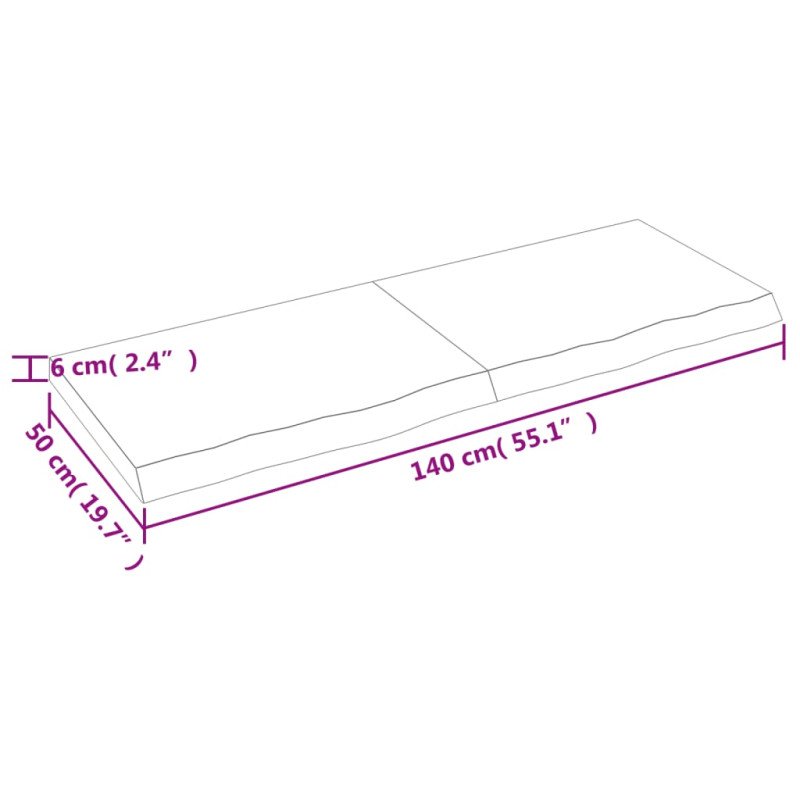 vidaXL Nástenná polica 140x50x(2-6) cm neošetrený dubový masív