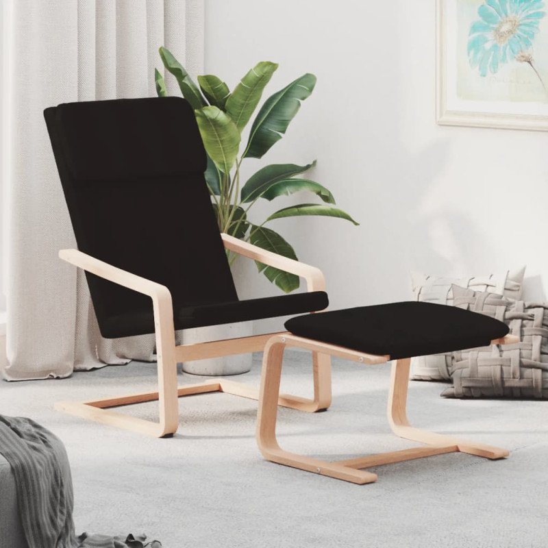 vidaXL Relaxačné kreslo s podnožkou čierne látka