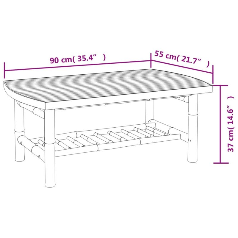 vidaXL Záhradný konferenčný stolík 90x55x37 cm bambus