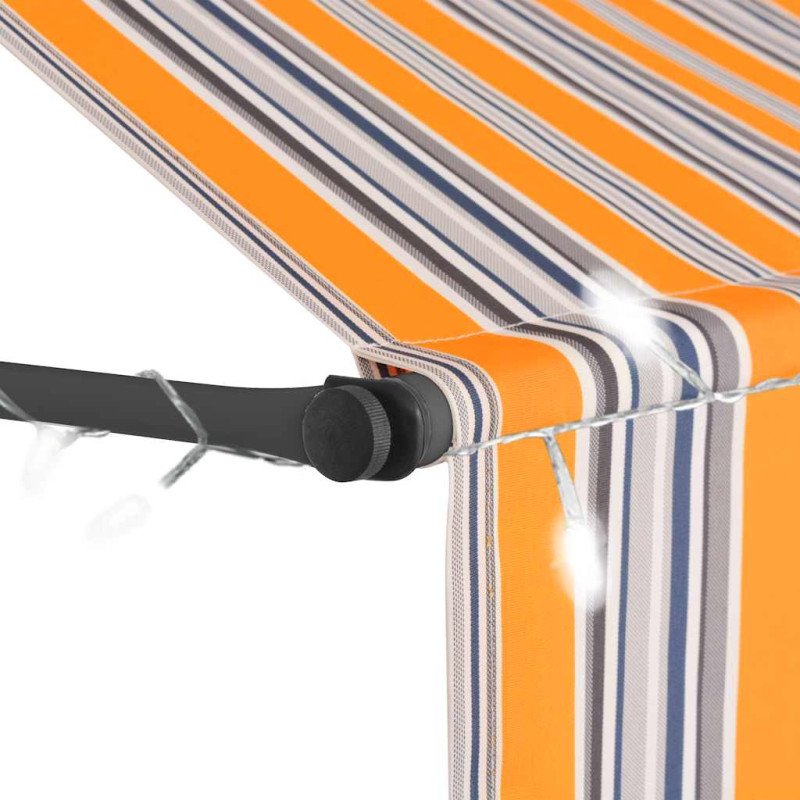 vidaXL Ručne zaťahovacia markíza s LED 250 cm, žlto modrá