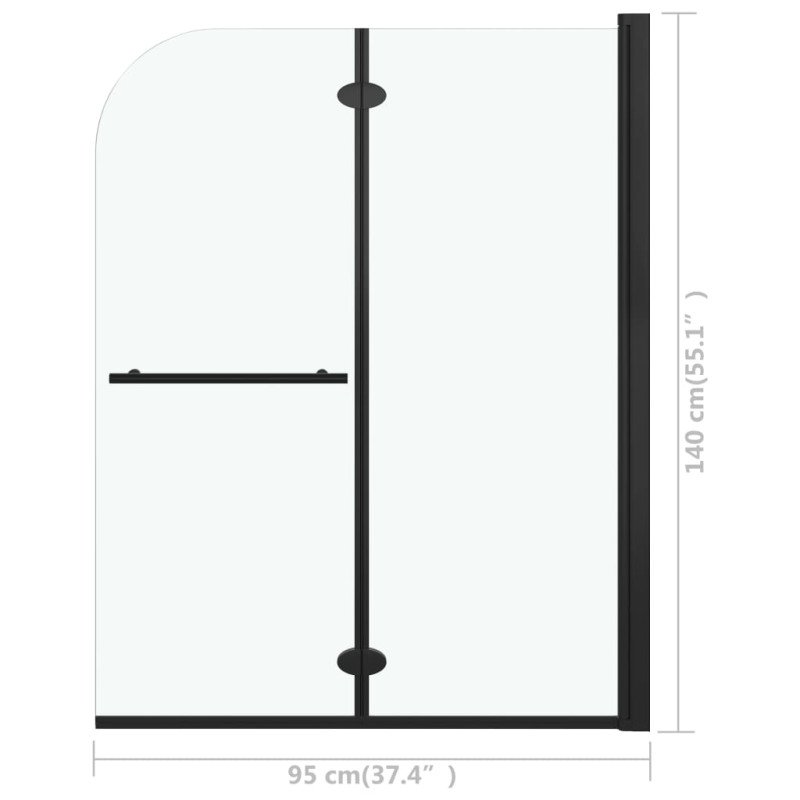 vidaXL Skladací sprchový kút 2 panely 95x140 cm ESG čierny
