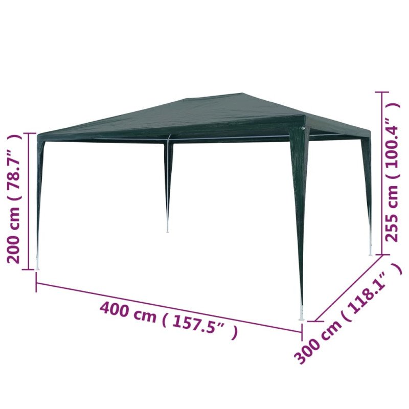 vidaXL Párty stan 3x4 m, PE, zelený