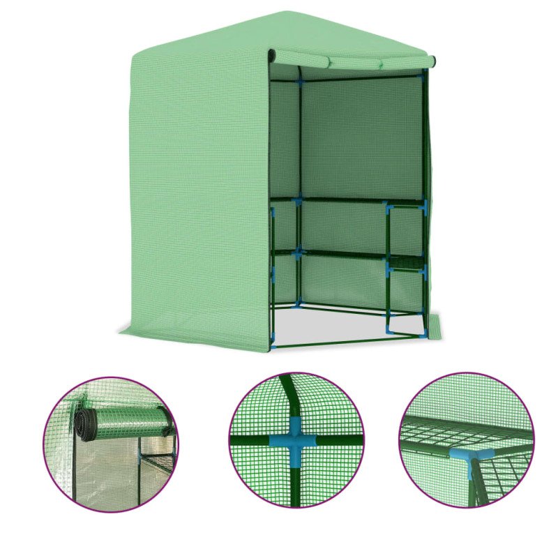 vidaXL Skleník s policami 227x223 cm oceľový