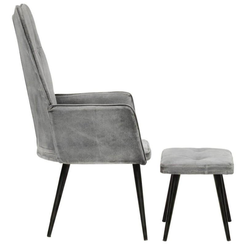vidaXL Kreslo wingback s podnožkou sivé vintage plátno