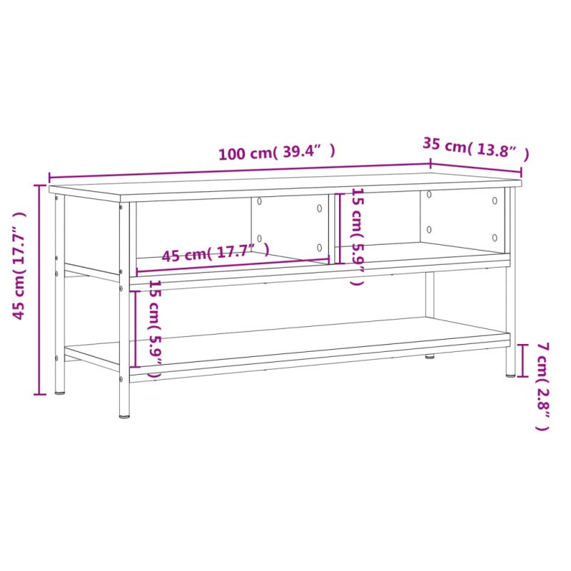 vidaXL TV skrinka hnedý dub 100x35x45 cm kompozitné drevo