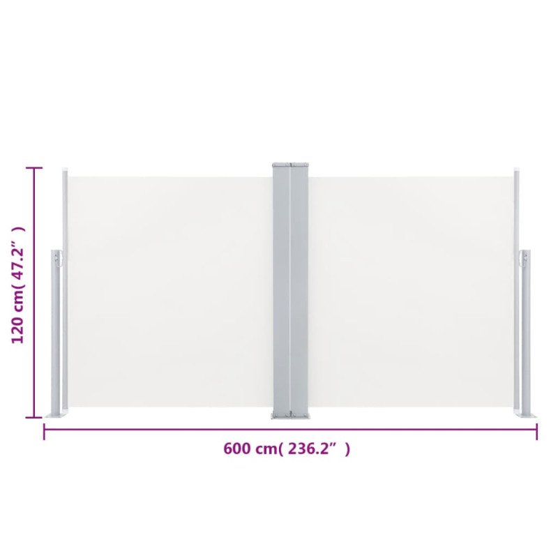 vidaXL Zaťahovacia bočná markíza, krémová 120x600 cm 