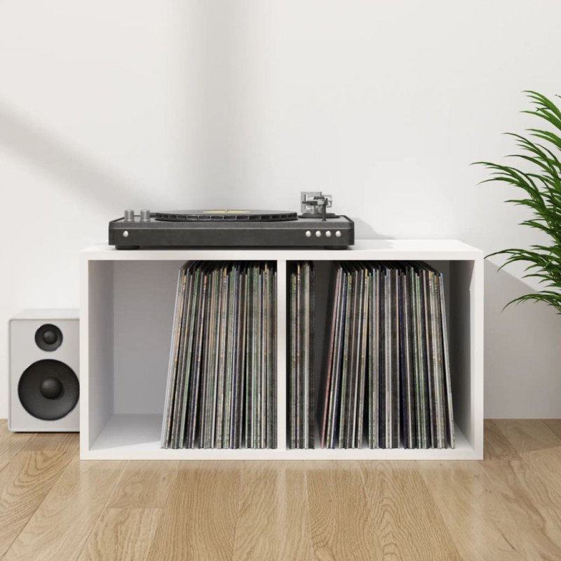 vidaXL Úložný box na vinyly, biely 71x34x36 cm, kompozitné drevo