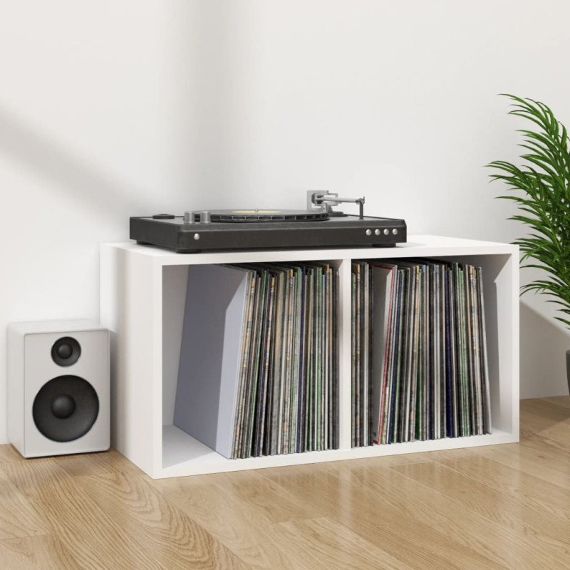 vidaXL Úložný box na vinyly, biely 71x34x36 cm, kompozitné drevo