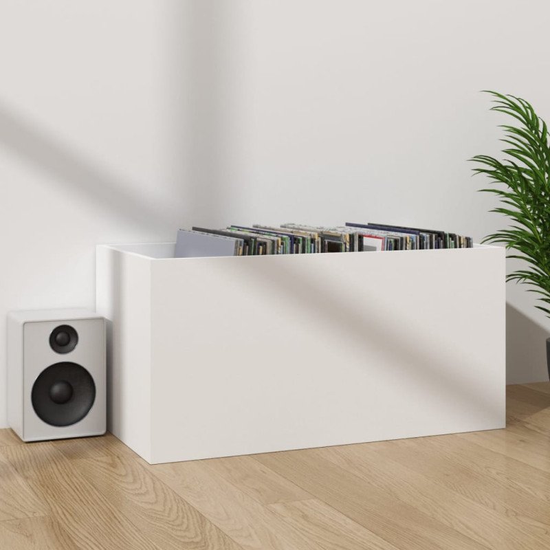 vidaXL Úložný box na vinyly, biely 71x34x36 cm, kompozitné drevo