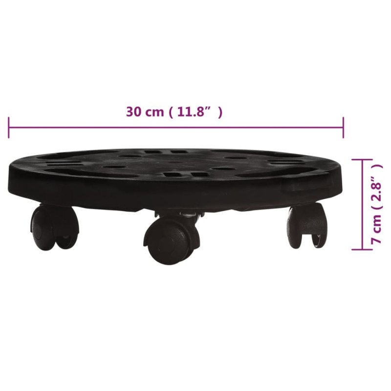 vidaXL Vozíky na rastliny s kolieskami 5 ks priemer 30cm čierne 170 kg