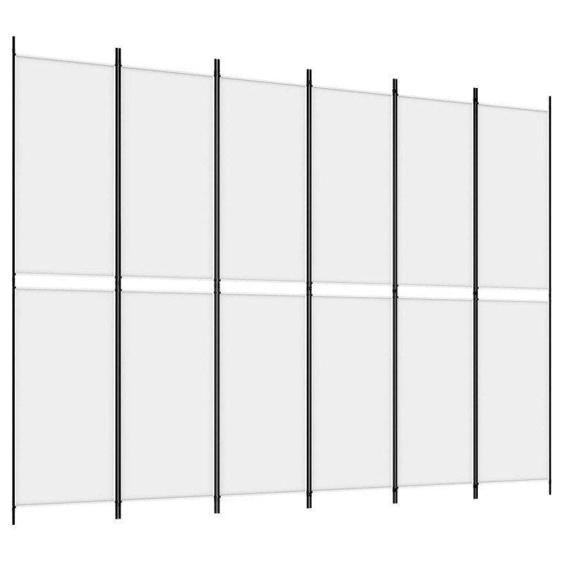 vidaXL 6-panelový paraván biely 300x220 cm látkový