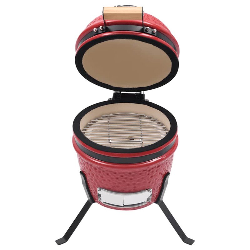 vidaXL 2 v 1 Kamado gril s udiarňou keramika 56 cm červený
