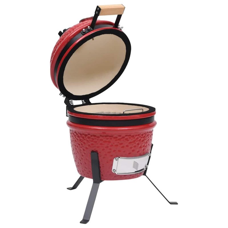 vidaXL 2 v 1 Kamado gril s udiarňou keramika 56 cm červený