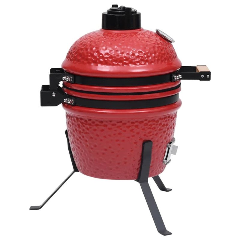 vidaXL 2 v 1 Kamado gril s udiarňou keramika 56 cm červený