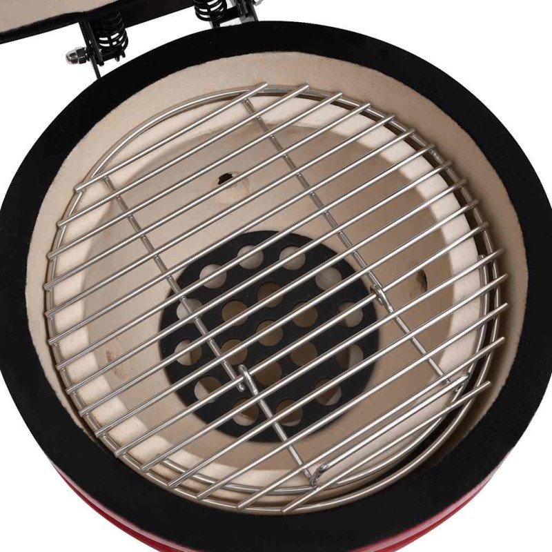 vidaXL 2 v 1 Kamado gril s udiarňou keramika 56 cm červený