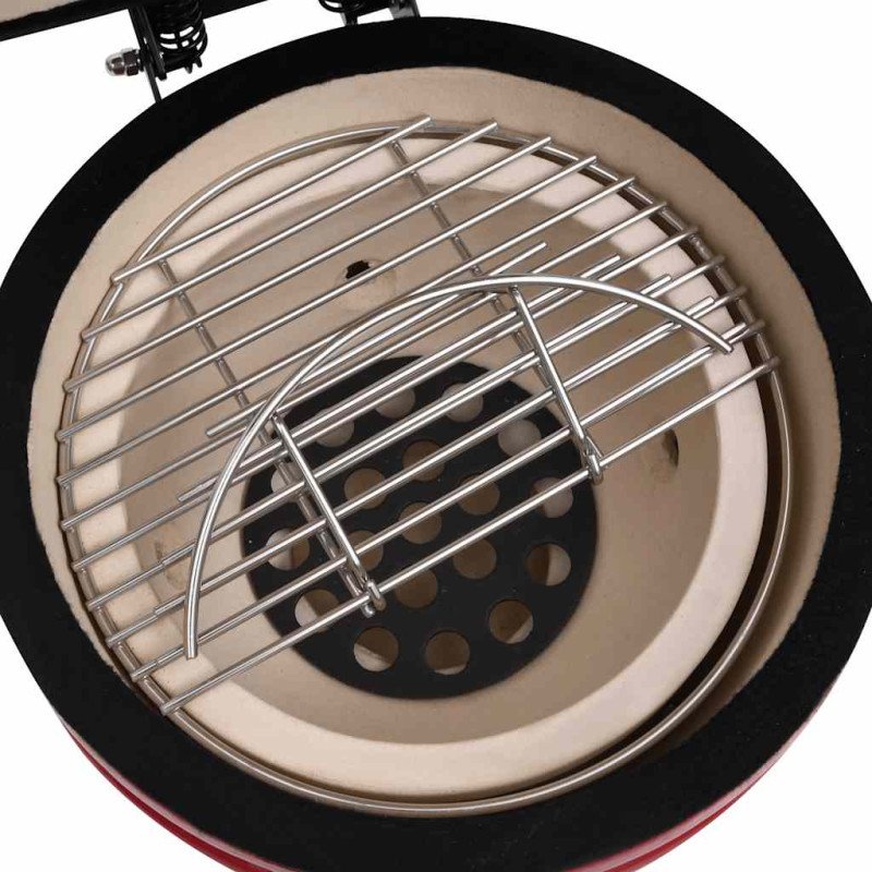 vidaXL 2 v 1 Kamado gril s udiarňou keramika 56 cm červený