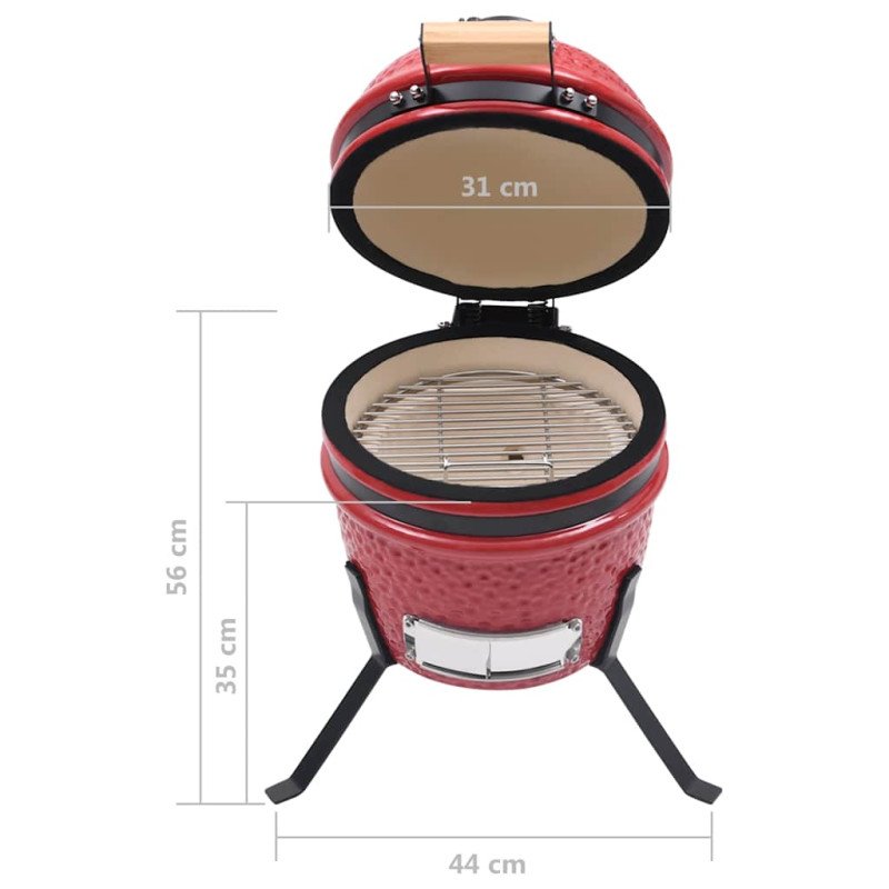 vidaXL 2 v 1 Kamado gril s udiarňou keramika 56 cm červený