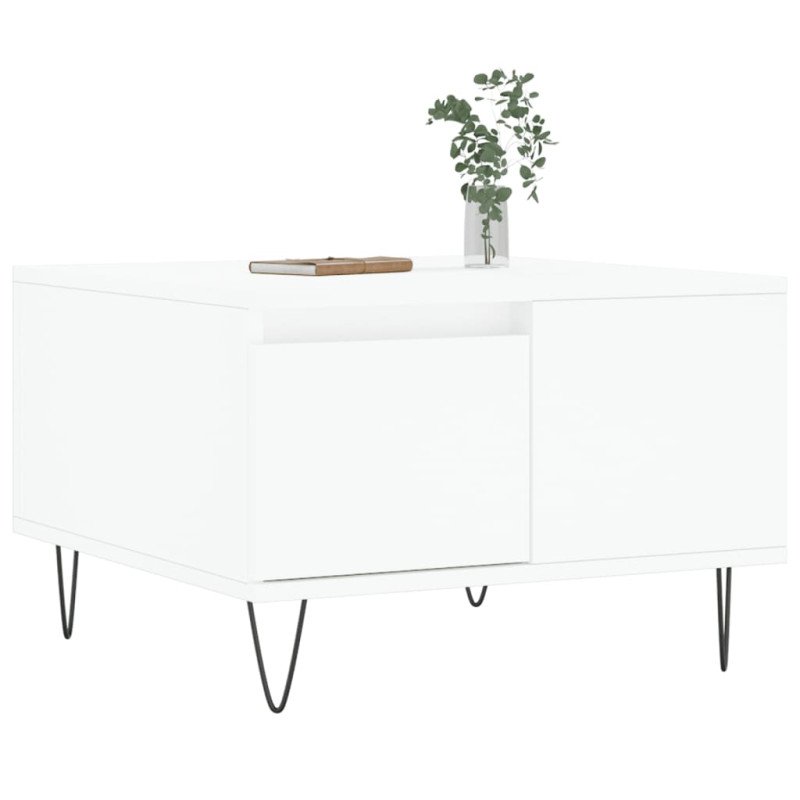 vidaXL Konferenčný stolík biely 55x55x36,5 cm spracované drevo