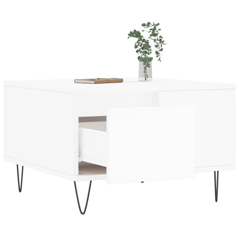 vidaXL Konferenčný stolík biely 55x55x36,5 cm spracované drevo