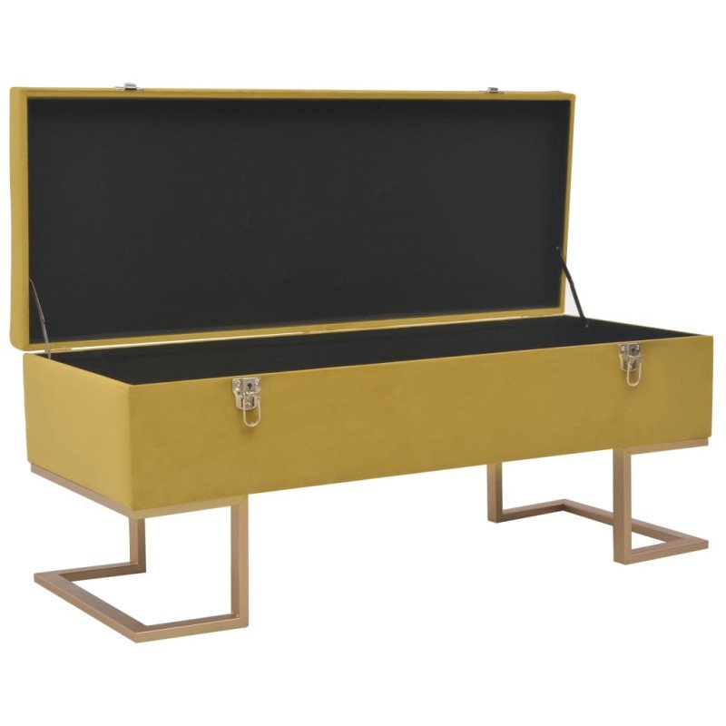 vidaXL Lavica s úložným priestorom 105 cm, horčicová, zamat