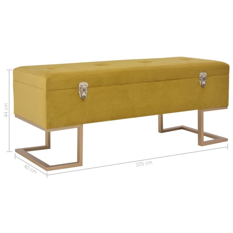 vidaXL Lavica s úložným priestorom 105 cm, horčicová, zamat