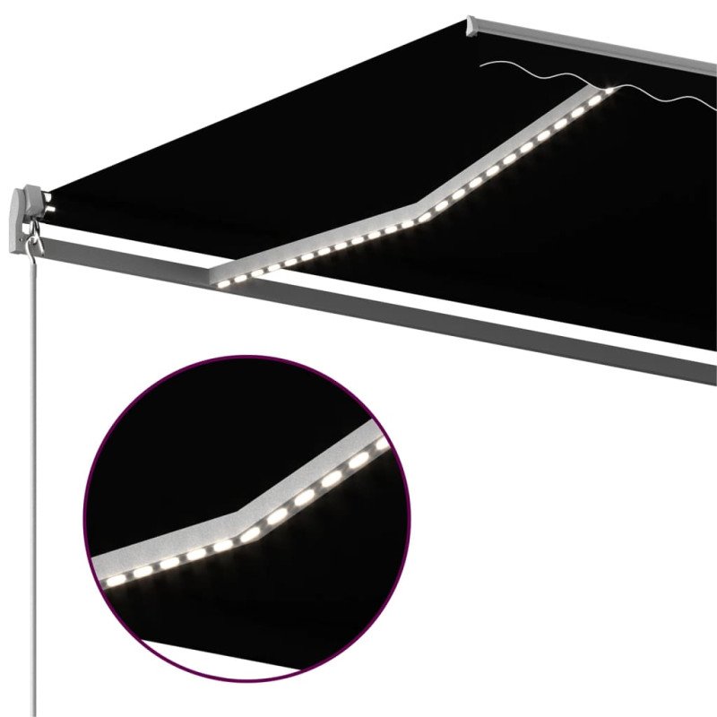vidaXL Automatická markíza, LED a senzor vetra 600x350 cm, antracitová